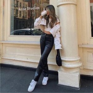 Wilfred The Melina Pant Black Vegan Leather Straight Leg